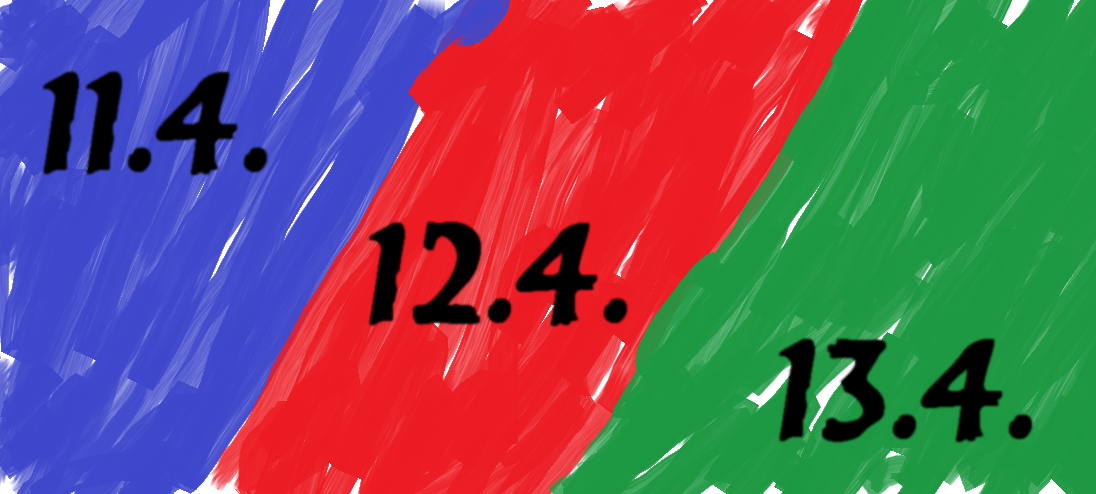 Barevné dny 11.–13. dubna! Modrá, červená, zelená